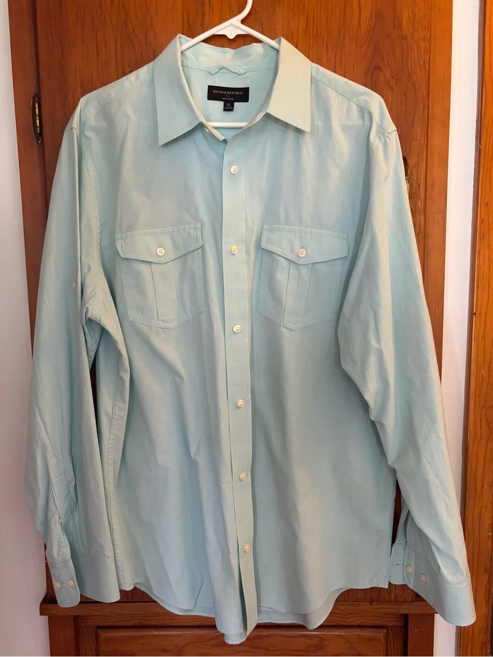 banana republic mens dress shirts Men's Light Green Shirt | Size L free finish Banana Republic Men's Slim-Fit Wrinkle-Resistant